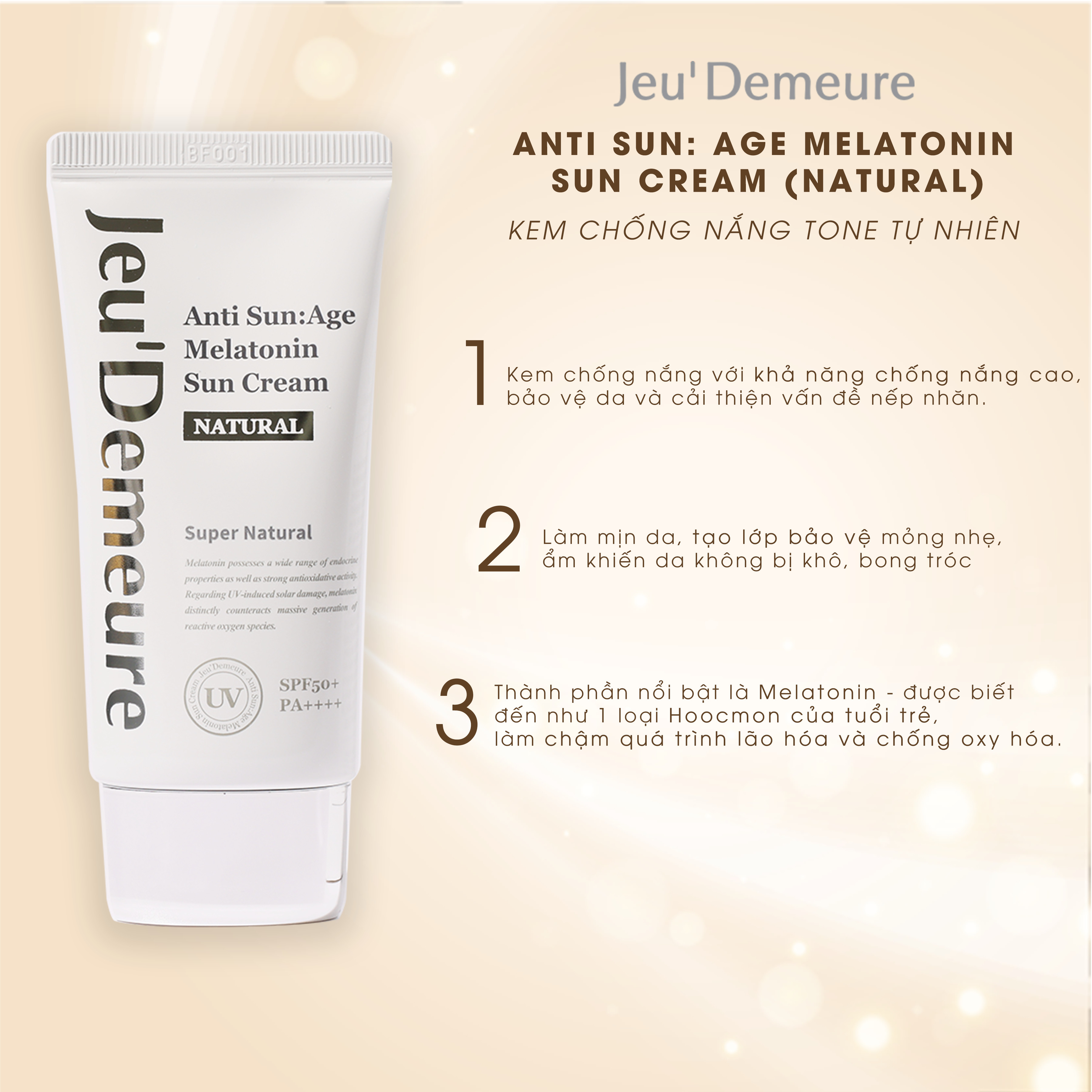 Kem chống nắng Natural SPF 50+ 150g Jeu Demeure